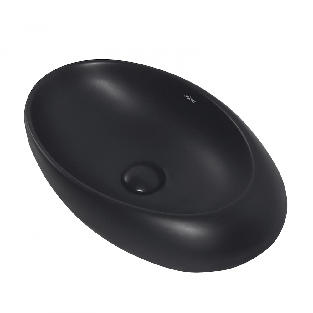 Abber Bequem Раковина накладная овальная 49x31x14h см, цвет: черный матовый AC2107MB