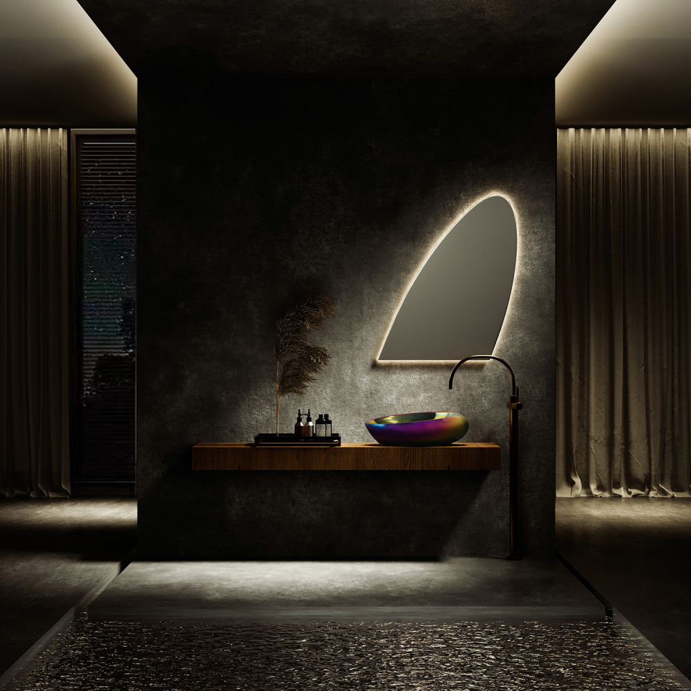 Abber Bequem Раковина накладная овальная 49x31x14h см, цвет: хамелеон AC2107Regen