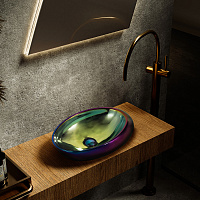 Abber Bequem Раковина накладная овальная 49x31x14h см, цвет: хамелеон AC2107Regen