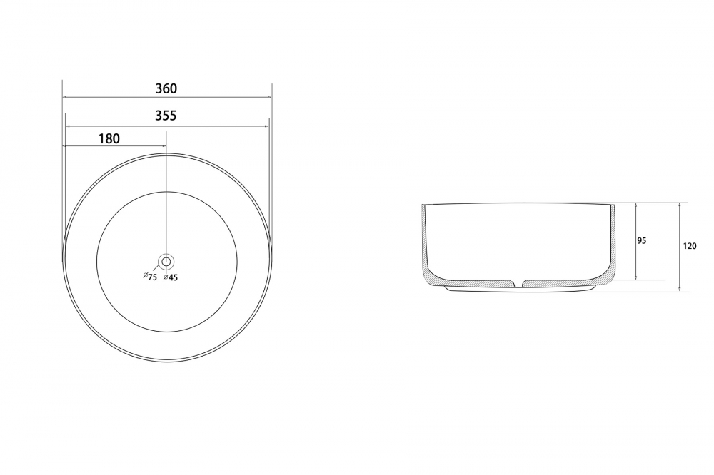 Abber Bequem Раковина накладная круглая 36x36x12h см, цвет: серый матовый AC2108MG