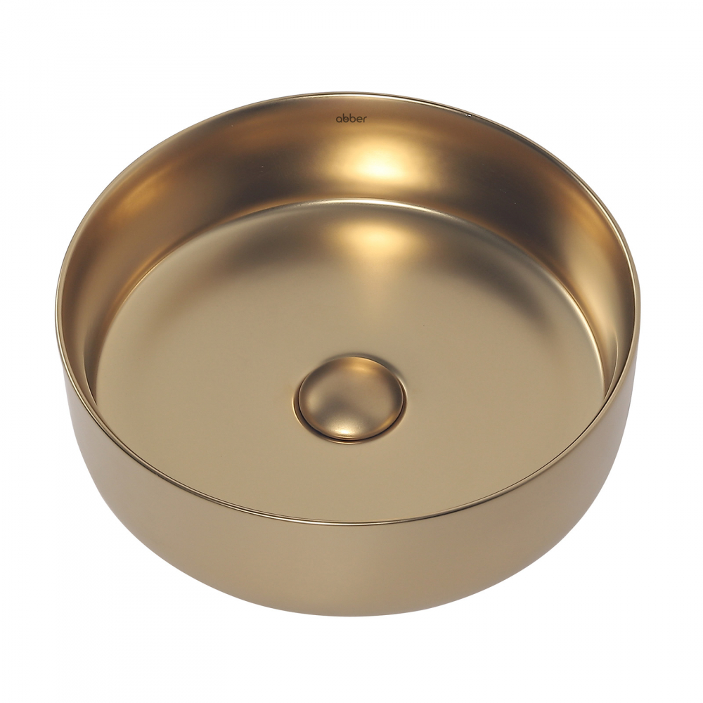 Abber Bequem Раковина накладная круглая 36x36x12h см, цвет: золото матовое AC2108MMG