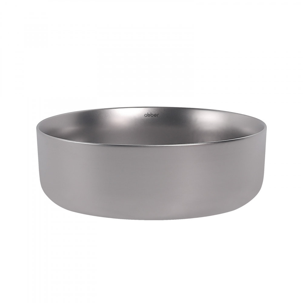 Abber Bequem Раковина накладная круглая 36x36x12h см, цвет: серебро матовое AC2108MS