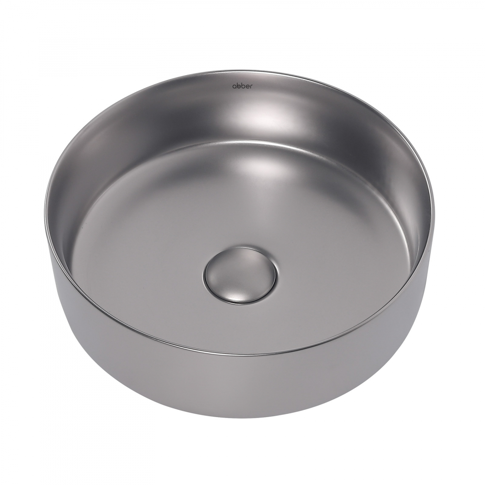 Abber Bequem Раковина накладная круглая 36x36x12h см, цвет: серебро матовое AC2108MS
