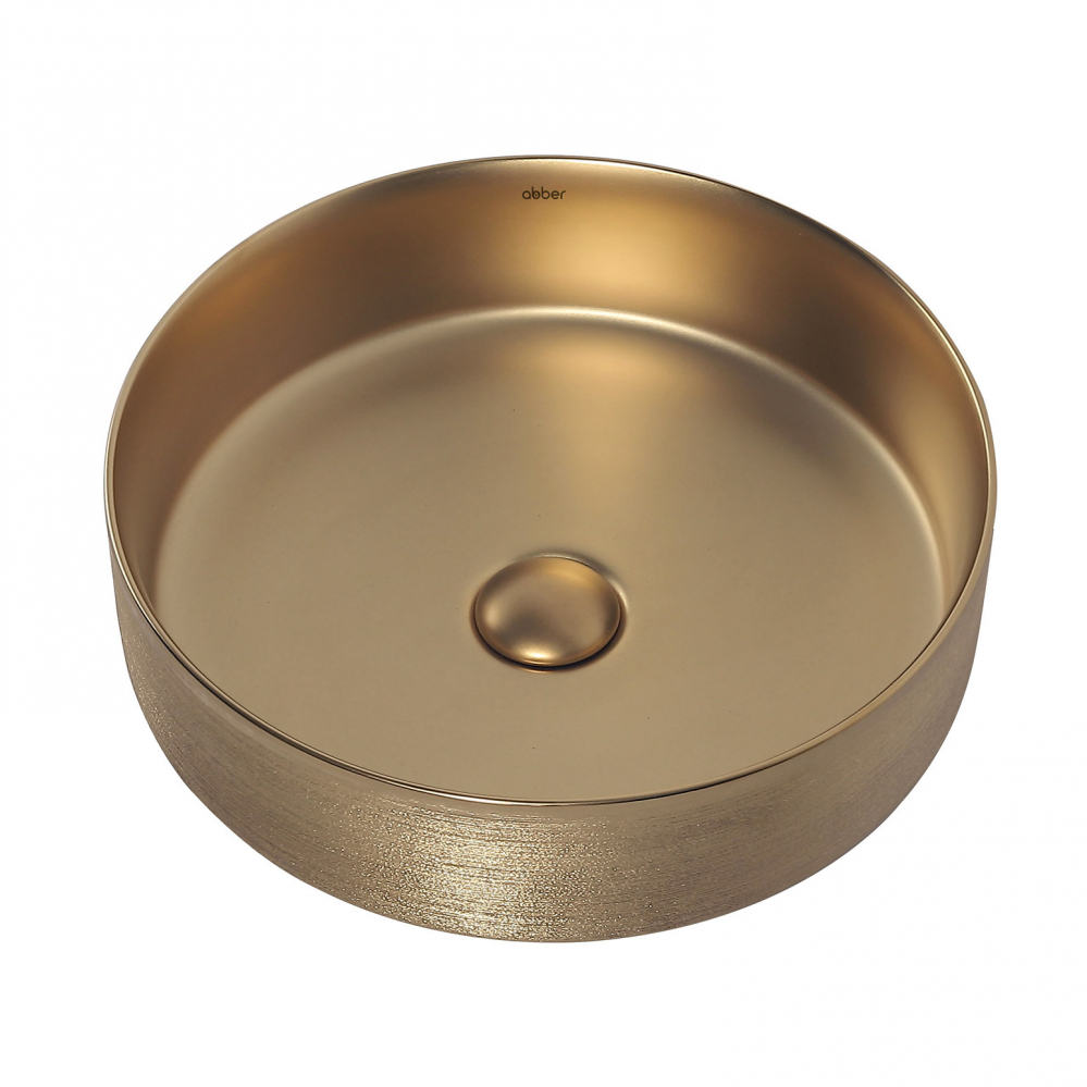 Abber Bequem Раковина накладная круглая 40x40x12h см, цвет: золото матовое AC2109BGM