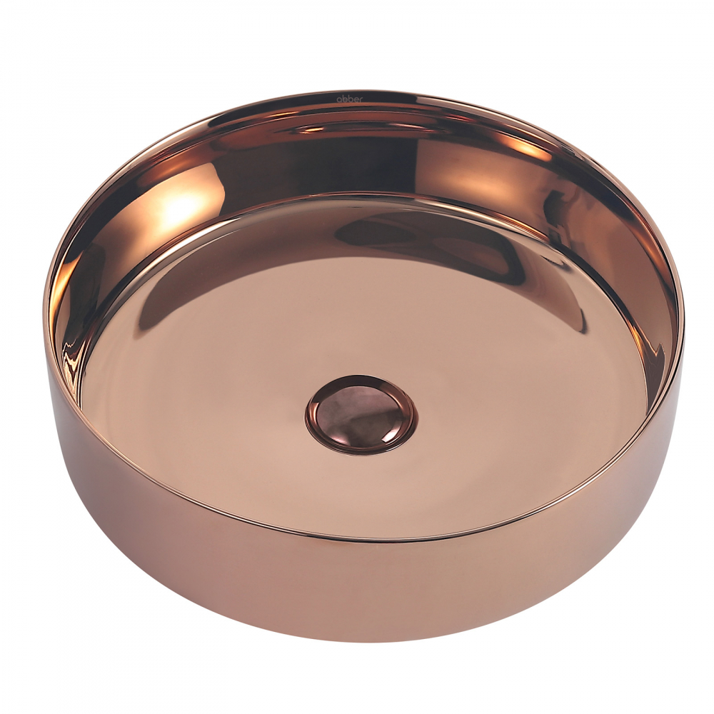Abber Bequem Раковина накладная круглая 40x40x12h см, цвет: розовое золото AC2109RG