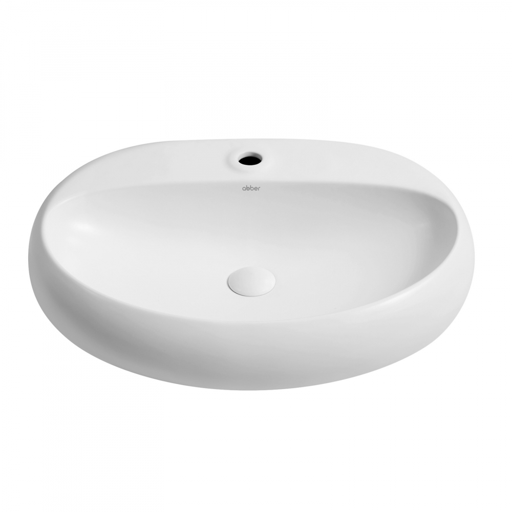 Abber Bequem Раковина накладная овальная 64x44x15h см, цвет: белый матовый AC2112MW