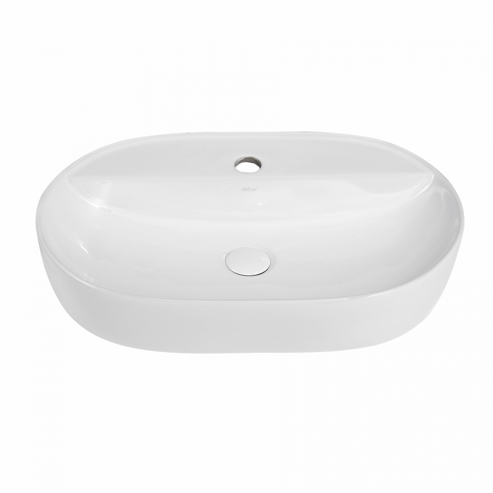 Abber Bequem Раковина накладная овальная 61x40,5x12h см, цвет: белый AC2113