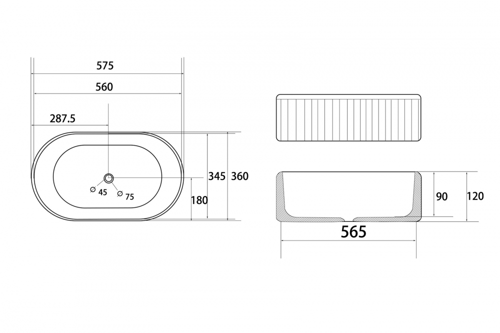 Abber Bequem Раковина накладная овальная 57,5x36x12h см, цвет: белый AC2116