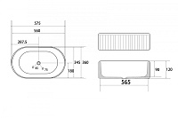 Abber Bequem Раковина накладная овальная 57,5x36x12h см, цвет: белый AC2116