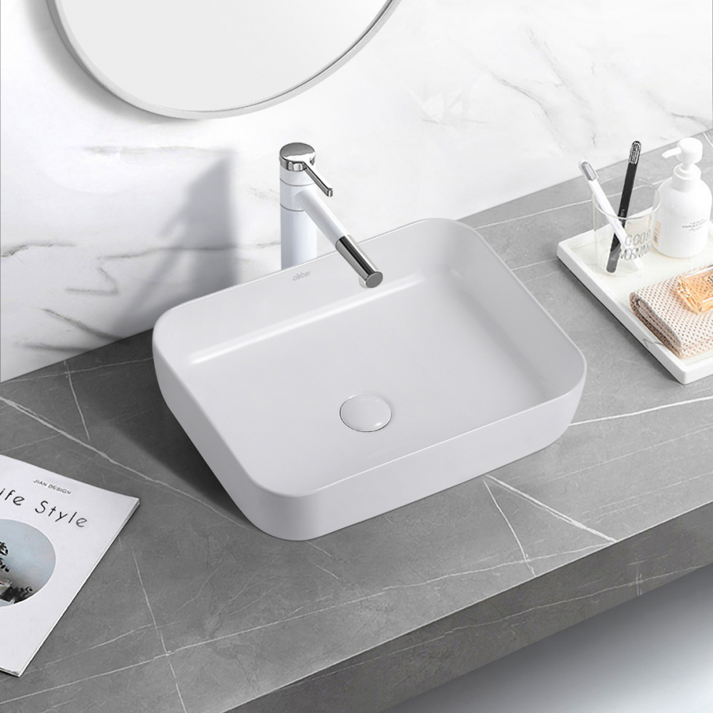 Abber Rechteck Раковина накладная прямоугольная 50x39x14h см, цвет: белый AC2202