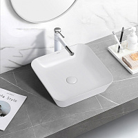 Abber Rechteck Раковина накладная квадратная 43x43x11h см, цвет: белый AC2205