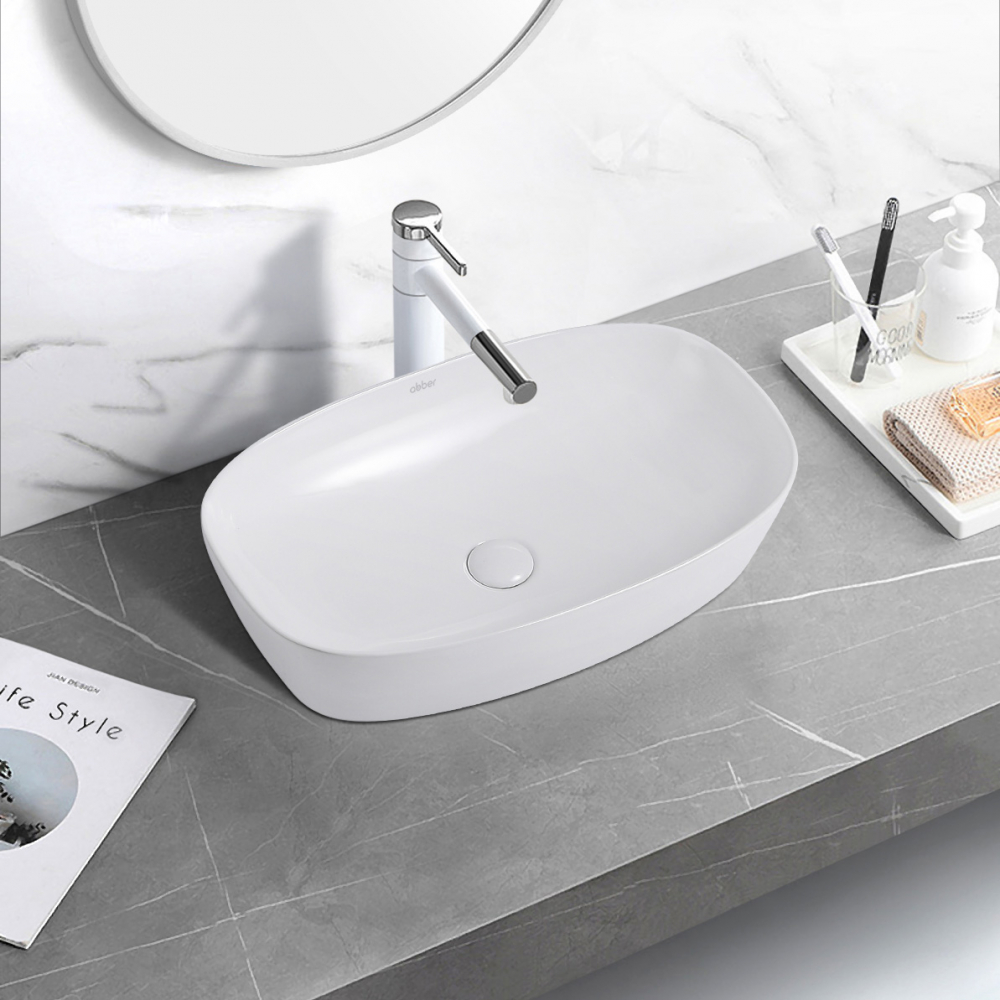 Abber Rechteck Раковина накладная прямоугольная 60,5x39x14h см, цвет: белый AC2206