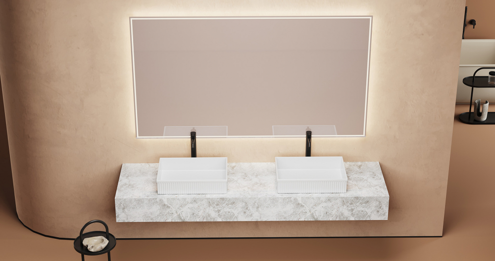 Abber Rechteck Раковина накладная прямоугольная 51x37x12h см, цвет: белый AC2216