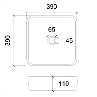 Abber Glas Раковина накладная стеклянная квадратная 39x39x11h см, цвет: черный AK2311B