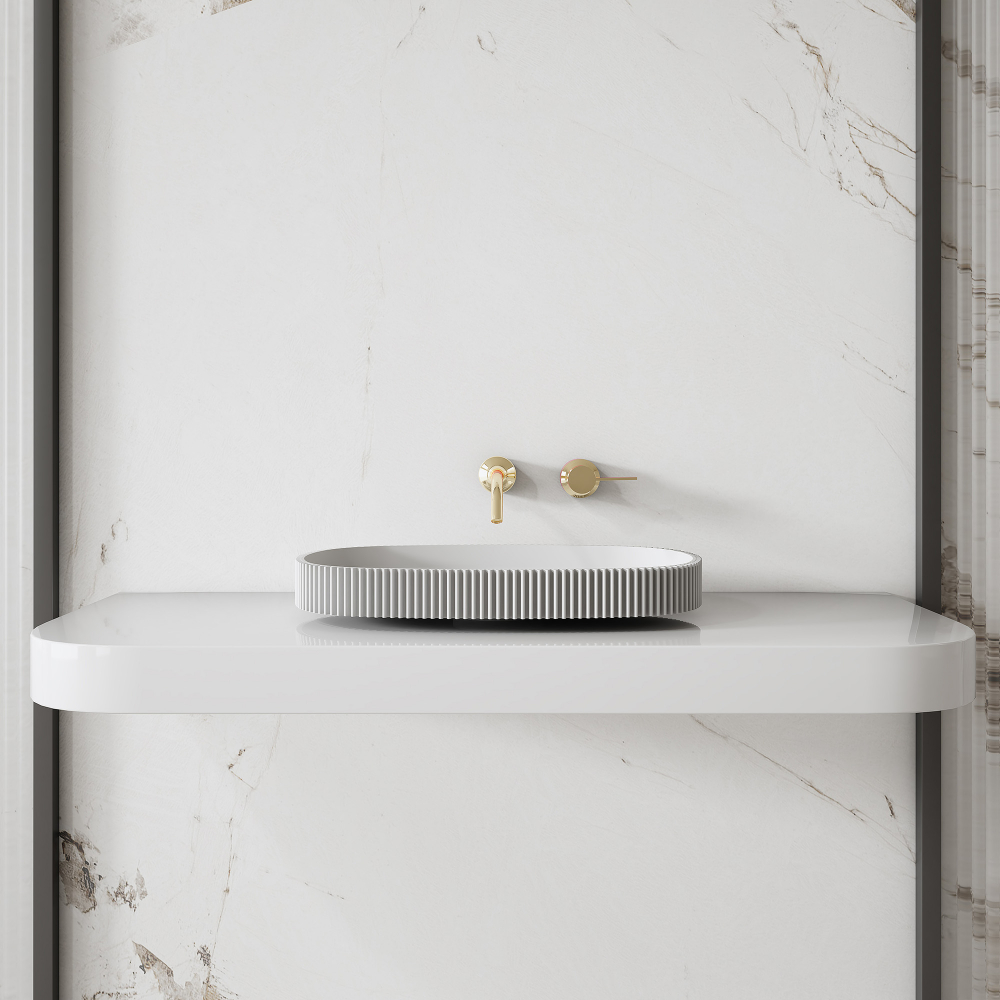 Abber Stein Раковина накладная овальная 55x36x6h см, цвет: белый матовый AS2601