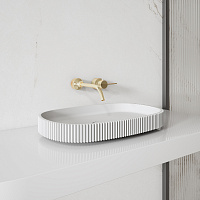 Abber Stein Раковина накладная овальная 55x36x6h см, цвет: белый матовый AS2601