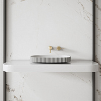 Abber Stein Раковина накладная овальная 55x36x6h см, цвет: белый матовый AS2601