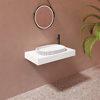 Abber Stein Раковина накладная овальная 55x36x6h см, цвет: белый матовый AS2601