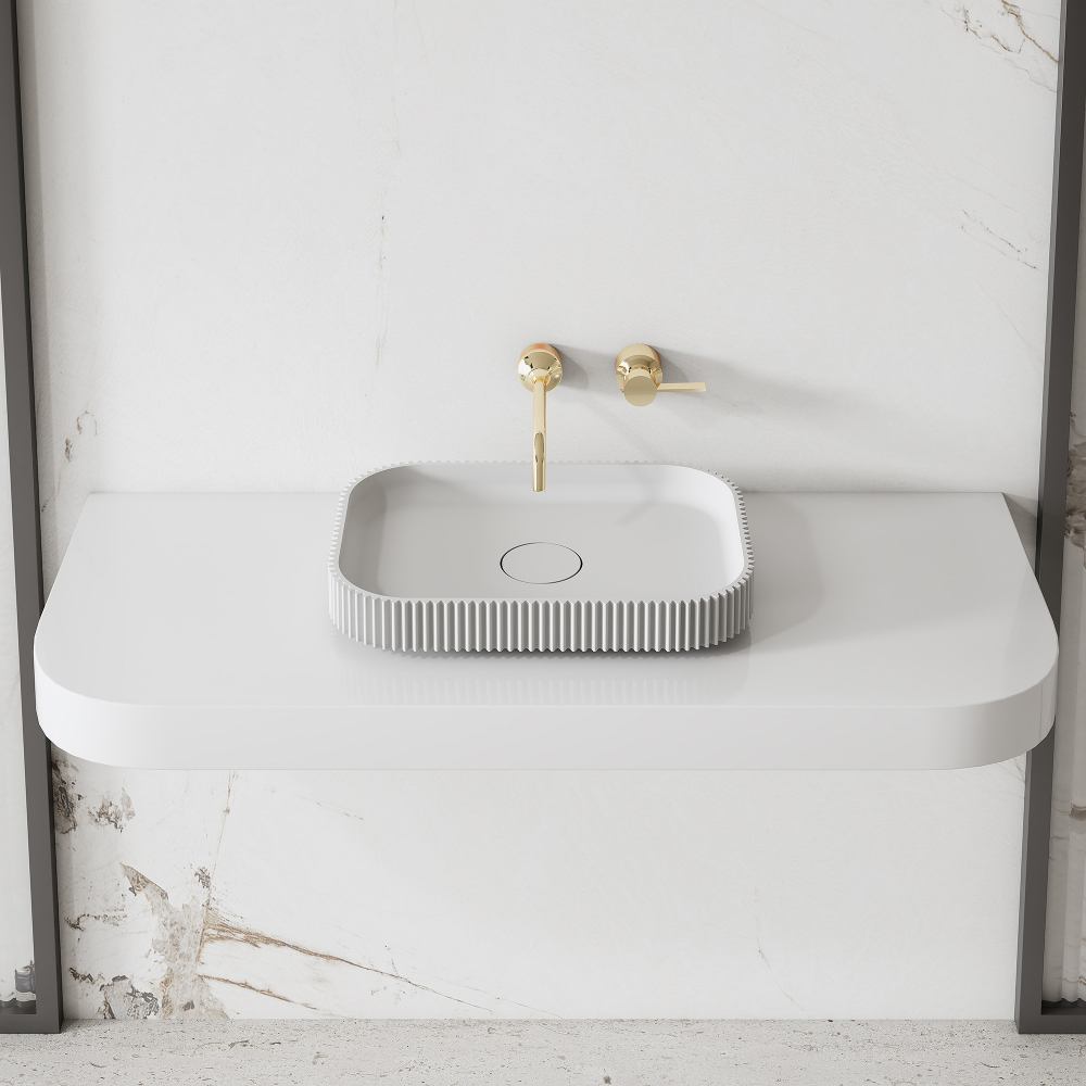 Abber Stein Раковина накладная прямоугольная 50x35x6h см, цвет: белый матовый AS2602