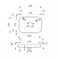 Abber Stein Раковина накладная прямоугольная 50x35x6h см, цвет: белый матовый AS2602