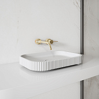 Abber Stein Раковина накладная прямоугольная 50x35x6h см, цвет: белый матовый AS2602