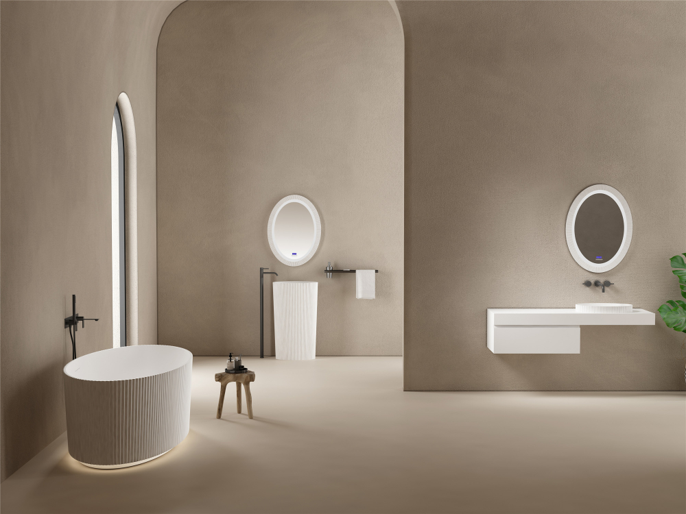 Abber Stein Раковина накладная овальная 50x32x6h см, цвет: белый матовый AS2603