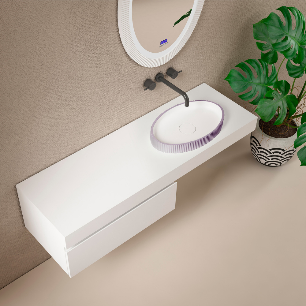 Abber Stein Раковина накладная овальная 50x32x6h см, цвет: фиолетовый AS2603Violett