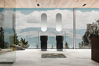 Abber Kristall Раковина отдельностоящая прозрачная круглая 45x45x90h см, цвет: черный AT2701Onyx