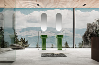 Abber Kristall Раковина отдельностоящая прозрачная круглая 45x45x90h см, цвет: зеленый AT2702Emerald