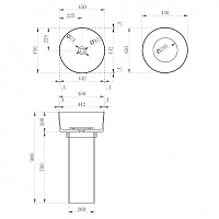Abber Kristall Раковина отдельностоящая прозрачная круглая 45x45x90h см, цвет: черный AT2702Onyx