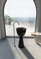 Abber Kristall Раковина отдельностоящая прозрачная круглая 45x45x90h см, цвет: черный AT2703Onyx