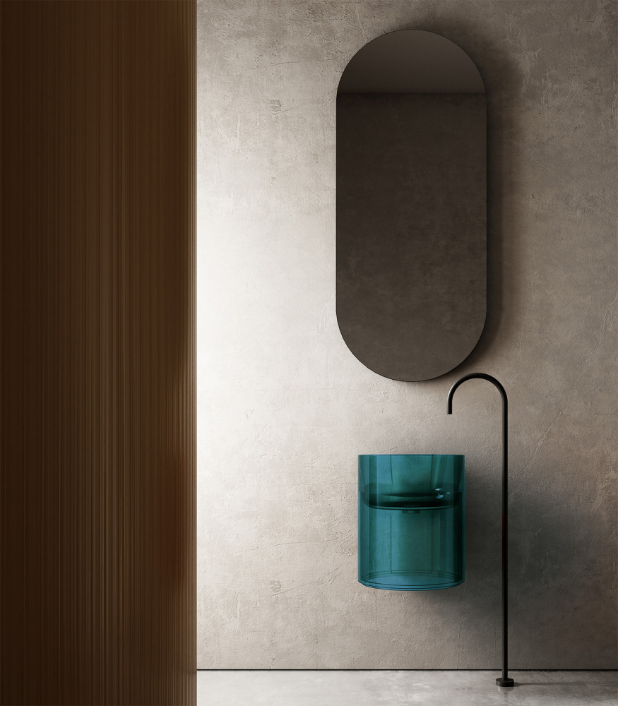 Abber Kristall Раковина подвесная прозрачная круглая 42x42x50h см, цвет: бирюзовый AT2704Aquamarin