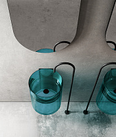 Abber Kristall Раковина подвесная прозрачная круглая 42x42x50h см, цвет: бирюзовый AT2704Aquamarin