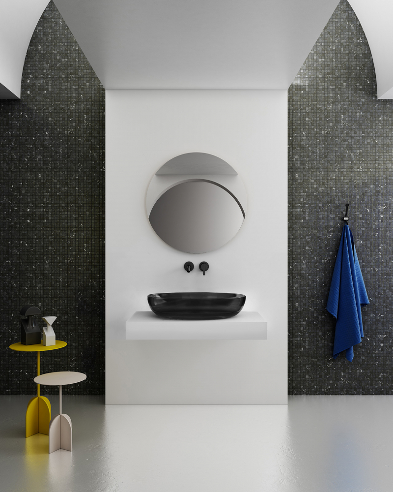 Abber Kristall Раковина накладная прозрачная овальная 60x40x13h см, цвет: черный AT2801Onyx