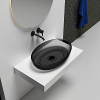 Abber Kristall Раковина накладная прозрачная овальная 60x40x13h см, цвет: черный AT2801Onyx