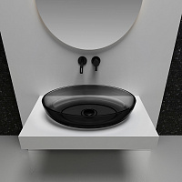 Abber Kristall Раковина накладная прозрачная овальная 60x40x13h см, цвет: черный AT2801Onyx