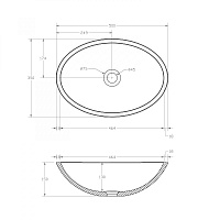 Abber Kristall Раковина накладная прозрачная овальная 50x35x15h см, цвет: черный AT2802Onyx