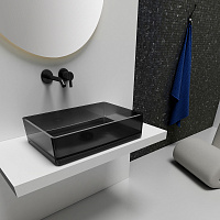 Abber Kristall Раковина накладная прозрачная прямоугольная 60x40x15h см, цвет: черный AT2803Onyx