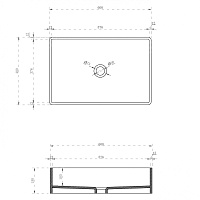 Abber Kristall Раковина накладная прозрачная прямоугольная 60x40x15h см, цвет: синий AT2803Saphir