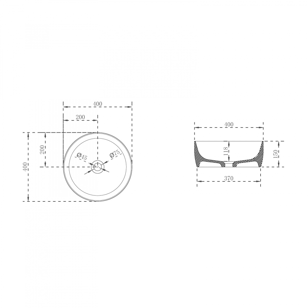 Abber Kristall Раковина накладная прозрачная круглая 40x40x15h см, цвет: черный AT2804Onyx