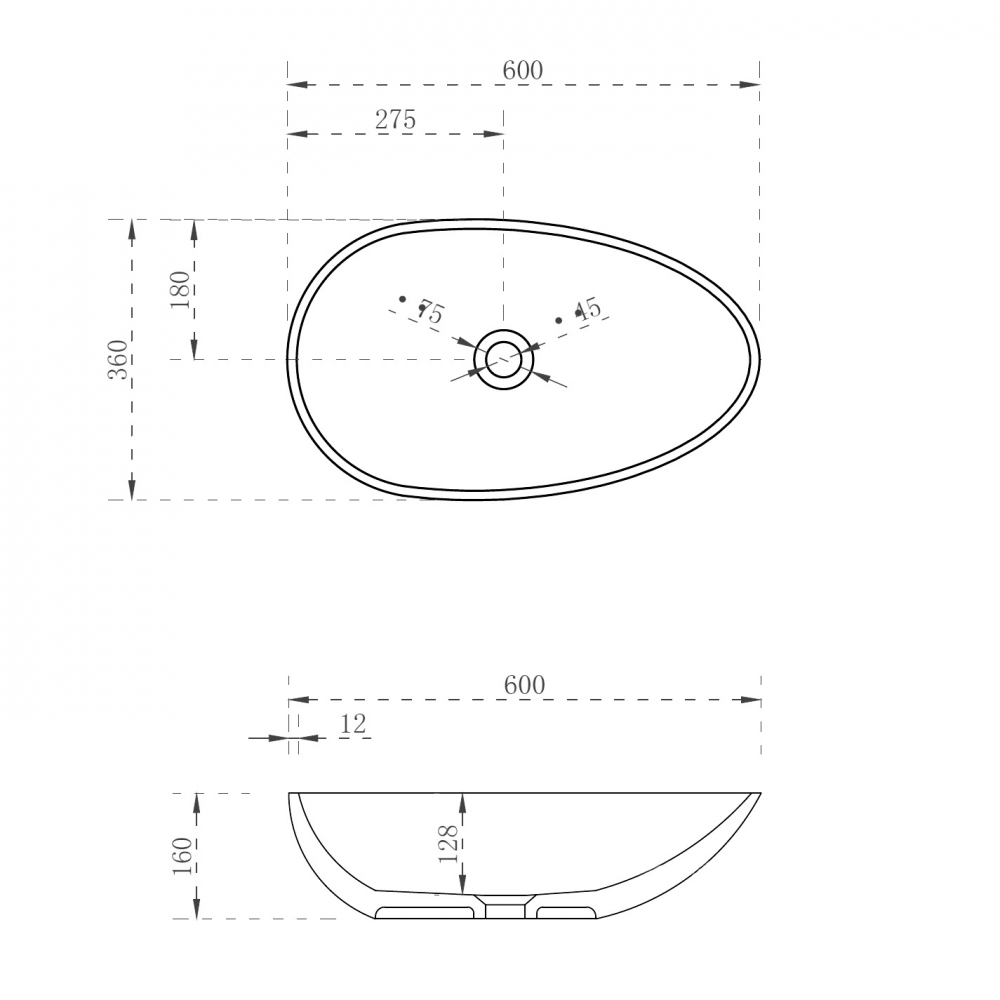 Abber Kristall Раковина накладная прозрачная овальная 60x36x16h см, цвет: желтый AT2811Amber