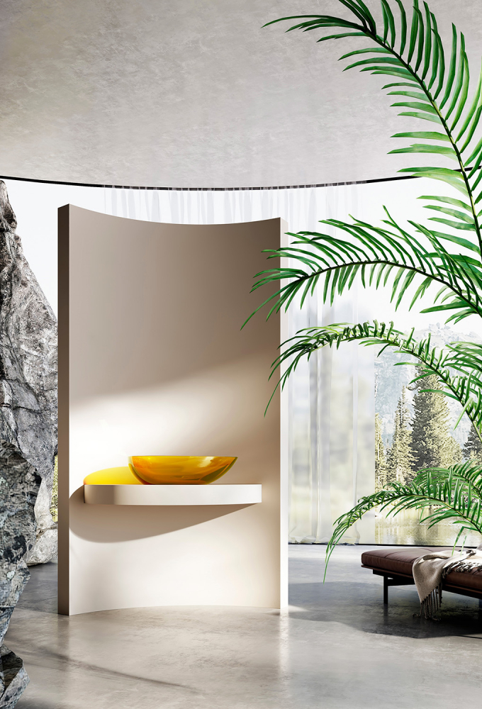 Abber Kristall Раковина накладная прозрачная овальная 60x36x16h см, цвет: желтый AT2811Amber