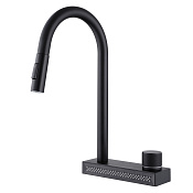 Abber Wasser Kreis Смеситель для кухни с выдвижной лейкой на 1 отв., 21,9 см, цвет: черный матовый AF8114B