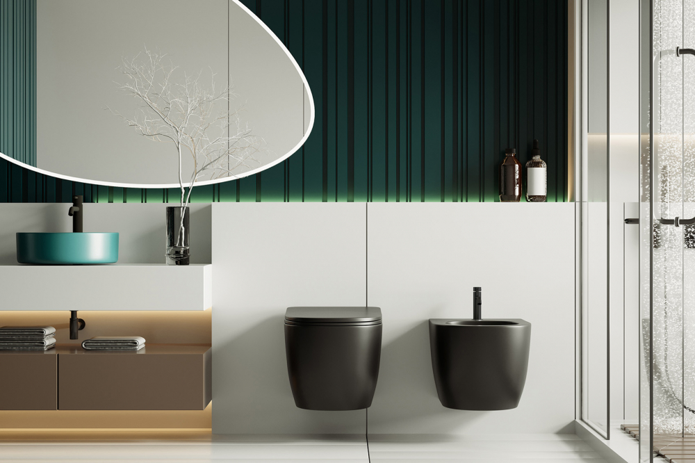 Abber Bequem Биде подвесное 37x48x32,5h см, цвет: черный матовый AC1150MB