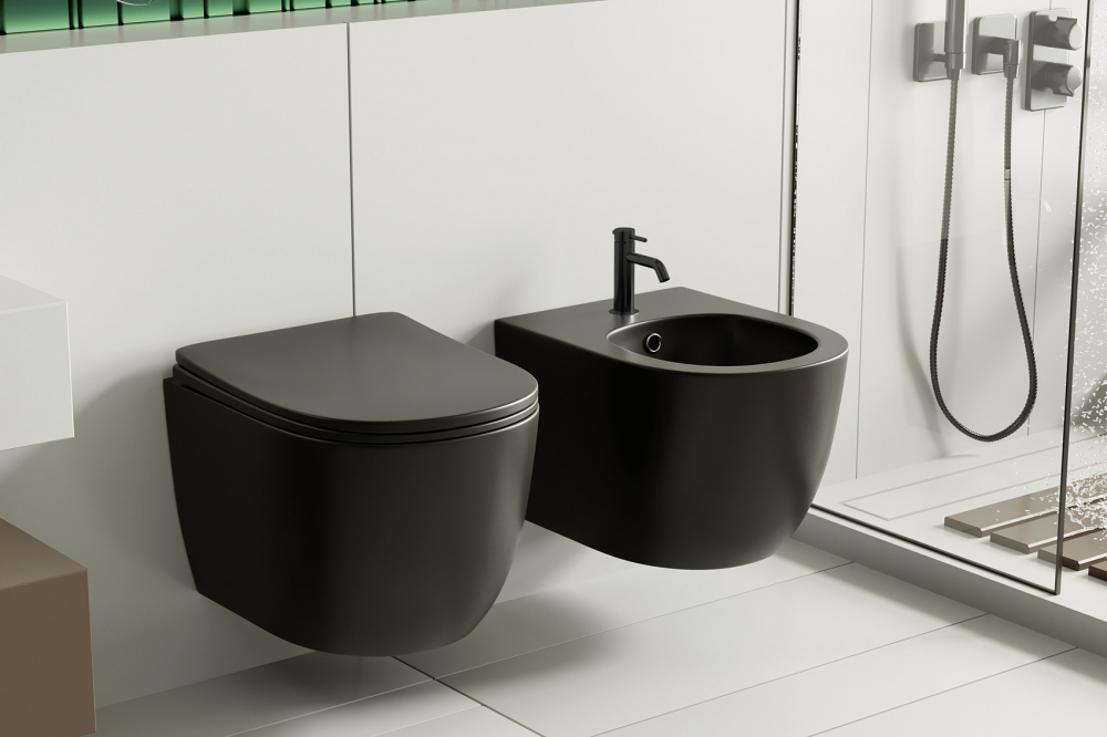 Abber Bequem Биде подвесное 37x48x32,5h см, цвет: черный матовый AC1150MB