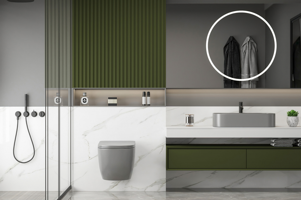 Abber Bequem Унитаз подвесной, безободковый 36x55x36h см, цвет: серый матовый AC1103MG