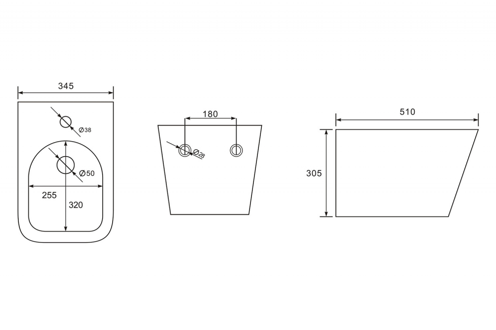 Abber Rechteck Биде подвесное 34,5x51x30,5h см, цвет: белый AC1250