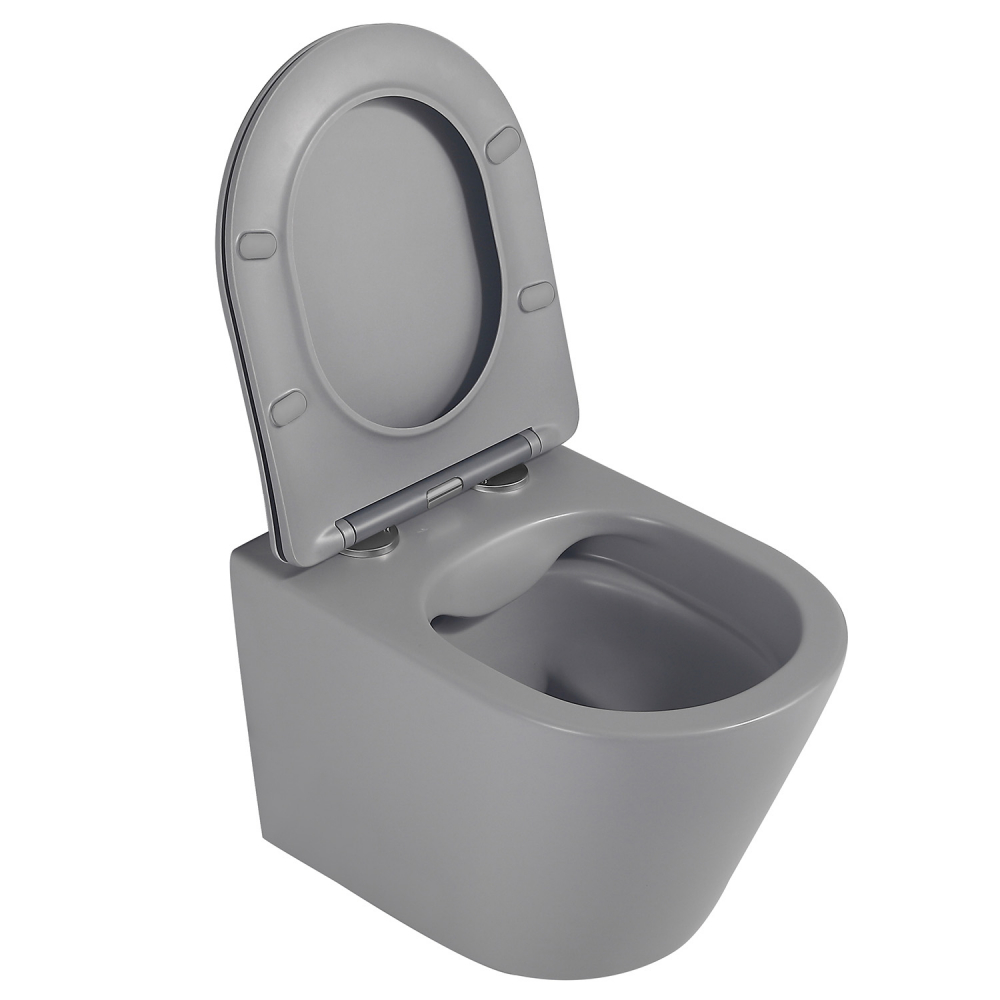 Abber Bequem Унитаз подвесной, безободковый 36x49x36h см, цвет: серый матовый AC1102MG