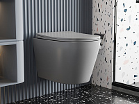 Abber Bequem Унитаз подвесной, безободковый 36x49x36h см, цвет: серый матовый AC1102MG