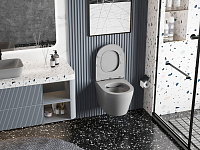 Abber Bequem Унитаз подвесной, безободковый 36x49x36h см, цвет: серый матовый AC1102MG